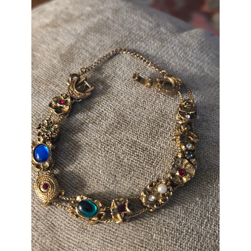 Unsigned Goldette Slide Bracelet Victorian Revival Vintage